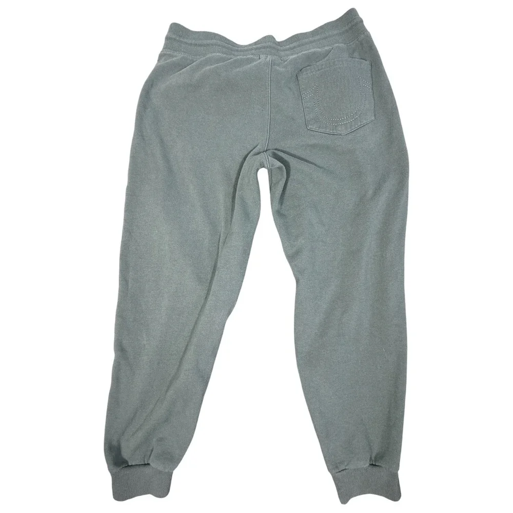 True Religion Joggers Mens Large Green Horseshoe Logo Fleece Sweatpantsr